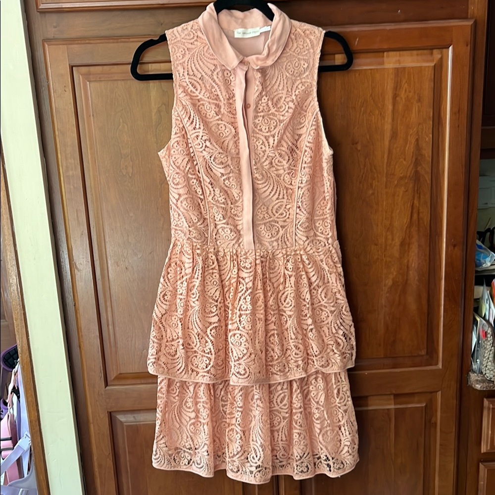 Anthro Sleeveless Lace Tiered Dress